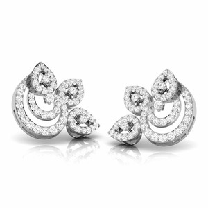 Elegant <b>Silver</b> Moissanite Diamond <b>Studded</b> <b>Earrings</b> With Leaf & Circular Design Stylish Jewelry Piece Shining <b>Earring</b> for Womens - Product Image 3