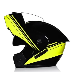 Flip up Dual Visor Outdoor Sports Cycling Unique Dot Approved Yellow Motorcycle Helmet