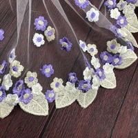 Dentelle brodée de petites fleurs multicolores avec fil doré, largeur 18 cm, dentelle soluble dans l'eau pour accessoires de poupée Barbie, vêtements