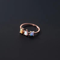 Bague en argent sterling 925 plaqué or rose avec opale de forme géométrique, bijoux pour femmes