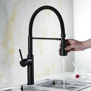 Robinet de cuisine monocommande monofilaire en silicone noir, mitigeur eau chaude et froide, flexible et extractible AT9964B-DX - Product Image 4