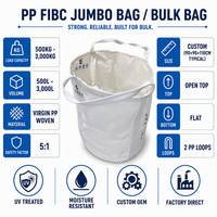Sac jumbo de 1000 kg à remplissage par le haut, fond plat avec bec verseur, 2 boucles de levage avec doublure de qualité alimentaire pour le calcaire