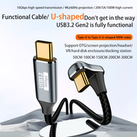 Câble USB Type-C 1M/2M/3M en forme de U 90 degrés en nylon tressé chargeur de jeu à charge rapide câble USB pour iphone