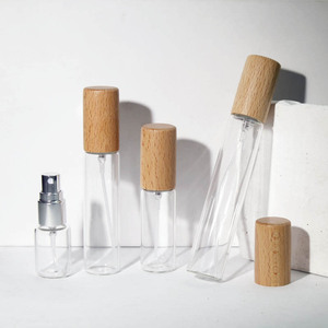 Botella de Perfume de <span class=keywords><strong>Vidrio</strong></span> Vacía <span class=keywords><strong>con</strong></span> Tapa de <span class=keywords><strong>Madera</strong></span> de Lujo, Spray de Niebla Fina en Degradado Azul y Negro, Recargable, 5ml/10ml/15ml - Product Image 6