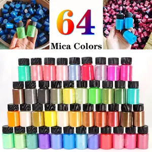 Poudre <span class=keywords><strong>de</strong></span> Mica Métallique Bulk 64 Couleurs Scintillantes Nacres pour Fabrication <span class=keywords><strong>de</strong></span> Bougies, Savons, Résine Époxy et Gobelets - Product Image 1
