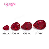 Rubis Cadermay cultivé en laboratoire, taille poire, couleur sang de pigeon, gemmes traitées thermiquement, aspect naturel, avec inclusions et jeu de couleurs, pour colliers, bagues et bijoux