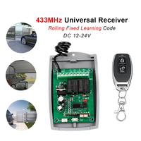 Télécommande universelle de garage 433 MHz, interrupteur 2 canaux 12-24 V CC, récepteur de télécommande à code d'apprentissage roulant