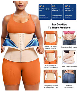 Doppio strato dimagrante controllo della pancia <span class=keywords><strong>Sauna</strong></span> sudore cintura cintura modellante per le donne allenamento Fitness - Product Image 3