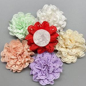 Flor de tela de encaje de 6.5 cm tejida a mano para accesorios para el cabello, ropa, zapatos, sombreros, decoraciones DIY - Product Image 2