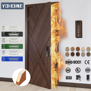 Porte d'entrée de chambre d'hôtel 5 étoiles haut de gamme classée U-L Portes coupe-feu de sécurité Portes en bois résistantes au feu de 60 minutes - Product Image 4