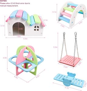 ชุดของเล่นหนูแฮมสเตอร์ PVC แบบ DIY พร้อมที่อยู่อาศัยครบชุด ชิงช้า ไม้กระดานโยก และที่ซ่อนตัวสำหรับสัตว์ขนาดเล็ก - Product Image 3