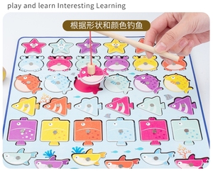 Nouveauté : Jouet éducatif pour enfants, jeu de tri des formes et des couleurs, jeu de pêche magnétique en bois pour tout-petits - Product Image 4