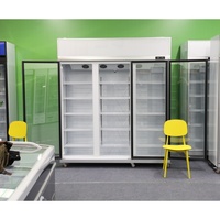 Réfrigérateur Vitrine à Bière PVC à 3 Portes avec Refroidissement Mécanique, Éclairage LED et Étagères Réglables