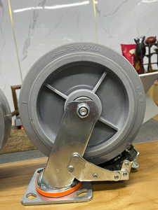 Roue de chariot industrielle robuste 4/5/6/8 pouces en polyuréthane TPR avec noyau en PP et support zingué, amortissante pour chariot à plateau - Product Image 4