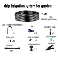 Système d'arrosage automatique par micro-asperseurs 15m 20m, kit d'irrigation de jardin extérieur à connexion rapide avec buses réglables et pulvérisation fine
