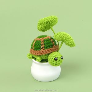 Adorno de Escritorio de Animal de Dibujos Animados, Maceta Decorativa con Tortuga de Peluche Hecha a Mano con Hilo de Ganchillo - Product Image 2