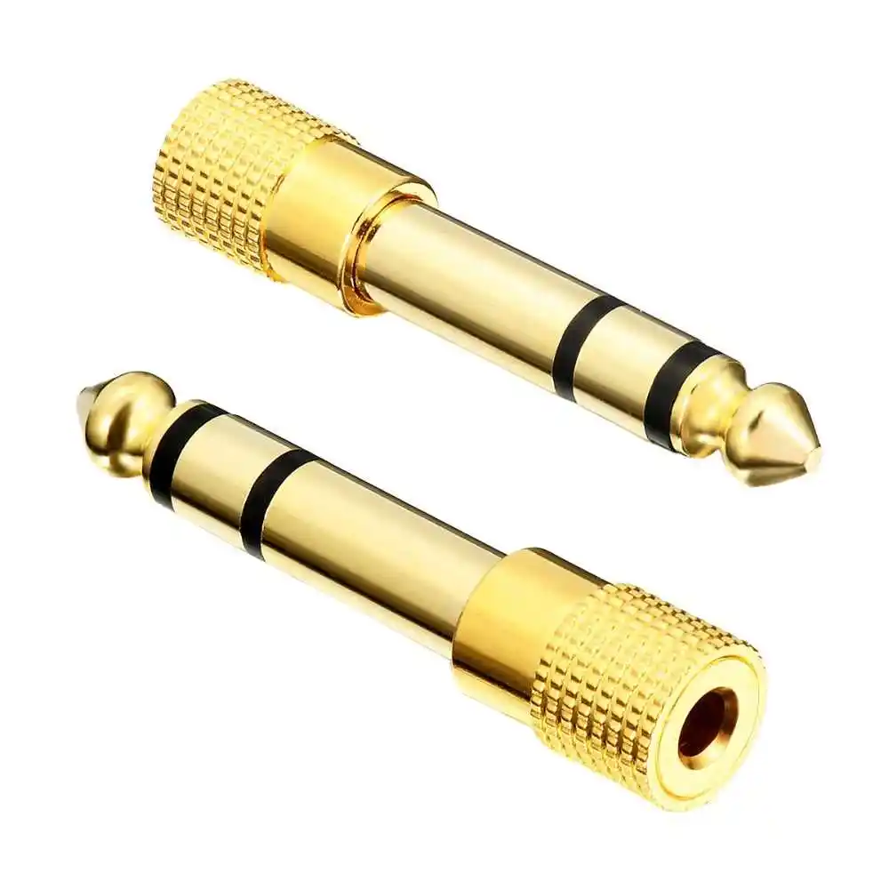 3.5mm Female To 6.35mm 6.5mm 1/4'' Male Jack Audio Plug 6.35mm To 3.5mm Stereo Audio Headphone Adaptor Converter 24K Gold