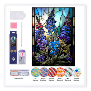 Tùy chỉnh hiện đại Nhà Giải trí đầy đủ khoan hoa tím Rhinestone sơn hình chữ nhật vải kim cương in cho thời gian giải trí - Product Image 1