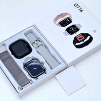 Montre connectée carrée GT16, tracker de santé et de forme physique avec surveillance de la fréquence cardiaque, écran TFT, charge sans fil