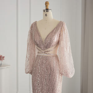 Scz027 Luxe Kralen Zeemeermin Mint Groene Avondjurk 2023 Sexy V-Hals Afrikaanse <span class=keywords><strong>Prom</strong></span> Feest Jurken Voor Vrouwen Bruiloft - Product Image 6