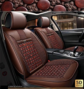 Fundas de Asiento de Coche de Cuero Transpirable Personalizadas con Cuentas de Madera, Compatibles con Airbag, Ajuste Universal para Golf, Mondeo, CC, Summer, Suita - Product Image 4