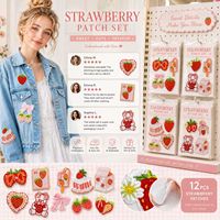 Bulk aardbeien geborduurde schattige Kawaii fruit strik melk cake ijslolly beer hart strijk-op naai borduur patches