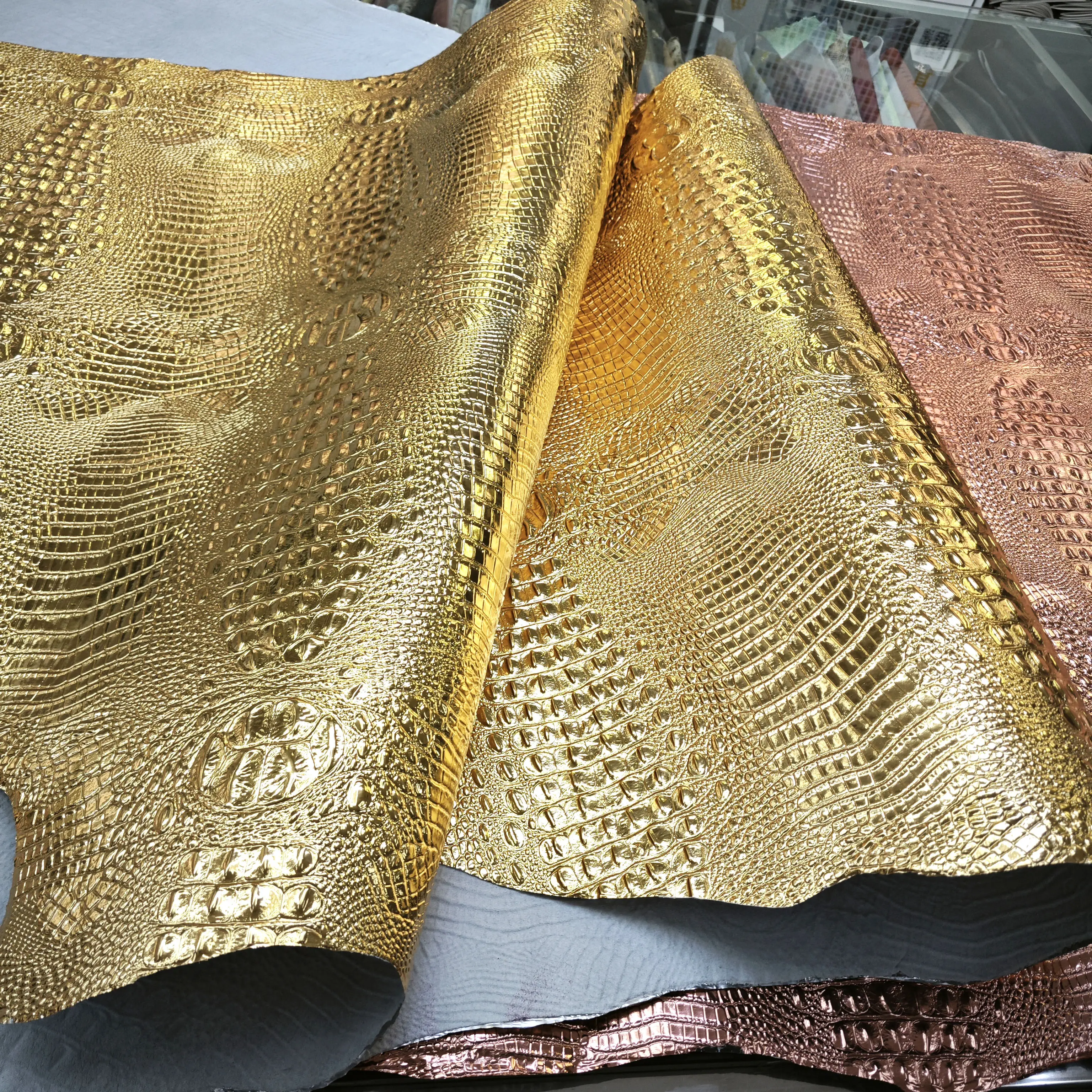 Logam asli buaya timbul kulit pola buaya kulit sapi kulit untuk sabuk dompet tas sepatu