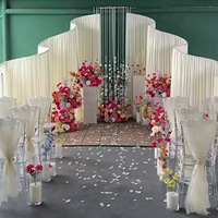 Arche de toile de fond métallique blanche pour extérieur, personnalisable, avec structure ondulée, pour mariage, mur de draperie, toile de fond en tissu et métal