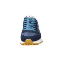 Sun68 Baskets rétro à lacets pour hommes Z36116 Bleu Vert Militaire Beige Blanc Talon de 3 cm Chaussures respirantes en toile toutes saisons