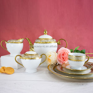 Элегантный индийский Арабский рынок Дубай, изысканный фарфоровый керамический золотой обеденный набор, 86 шт., золотые обеденные наборы для 12 человек - Product Image 2