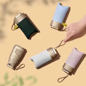 Parapluie de poche mini ultra-léger à 5 plis avec revêtement doré, isolation thermique, personnalisé en usine, pour femme, sac à main, voyage, cadeau - Product Image 4