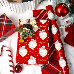 Red Christmas <b>Wrapping</b> <b>Paper</b> Roll Santa Claus Design Double Side 46.8 Square Feet Gift Craft Recyclable - Product Image 2