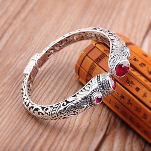 Gelang perak murni 925 gelang mewah Ruby batu kristal alam terbaru untuk wanita gelang perhiasan hadiah - Product Image 4