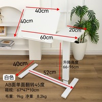 Table d'appoint mobile pour bureau et canapé, petite table pour ordinateur portable (40+20)*40cm, avec fonction de levage pneumatique et rabattable, idéale comme table de chevet.