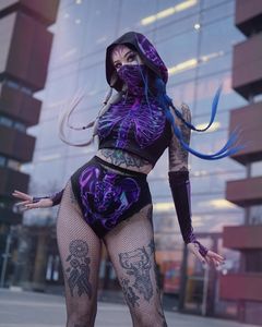 هيكل عظمي أرجواني زي هالوين للنساء الكبار الهذيان من قطعتين الزي لوازم الحزب الترويجية - Product Image 2