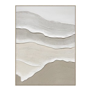 <span class=keywords><strong>Peinture</strong></span> d'art abstraite Wabi Sabi, texture crème ondulée, minimaliste, écologique, acrylique à corps épais, faite à <span class=keywords><strong>la</strong></span> main, cadre en bois massif/aluminium - Product Image 4