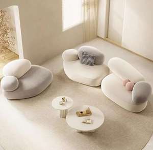 Sofa kerikil gaya krim Hotel ruang tamu, Sofa minimalis desain kreatif melengkung - Product Image 4