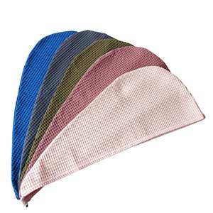 100% Cotton màu sắc khác nhau Waffle Tóc Turban tóc khăn Waffle tắm tóc bọc - Product Image 6