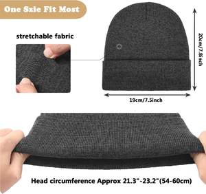 Bonnet Jacquard 100% Acrylique pour Femme et Homme, Bonnet de Ski, Bonnet à Revers Uni, Tricot Doux, Bonnet de Pêcheur, Chapeau d'Hiver - Product Image 3