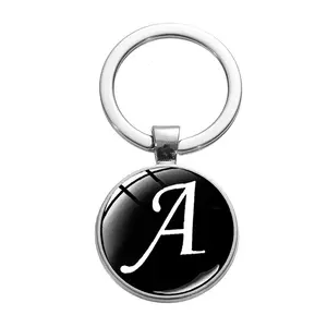26 English Initials Letters Keychain Glass Personality A-Z Initial Name Keychain Bag charm Ornament Key Ring alphabet Key Chains