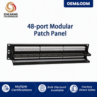 Panneau de brassage modulaire 48 ports 2U 19 pouces pour montage en rack CAT6 CAT6A UTP STP RJ45 avec support de gestion des câbles