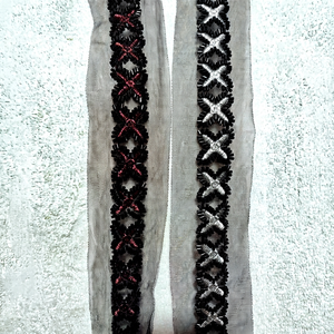Black Beads Work Burkha Lace Embroidered Decorative Trim for Abaya Hijab Dress Garments <b>Sewing</b> and Fashion Accessories - Product Image 1