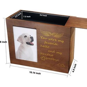 Unique OEM Wholesale Pet Wood Urn Funeral Supply Pet Human Ashes Wooden Cremation Urn Cinerary Casket With Photo Wooden Box