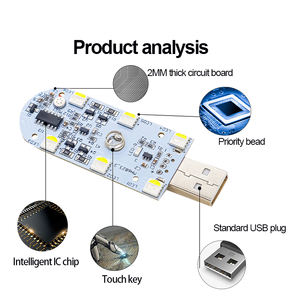 Lampe d'intérieur à capteur tactile à LED rechargeable USB sans fil pour voiture Lampe d'ambiance bleu nuit violet RVB 7 couleurs dôme blanc - Product Image 5
