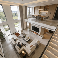 Servicio de Diseño Arquitectónico de Villas Modernas, Plan de Casa de 3 Pisos Personalizado con Vista Panorámica y Piscina