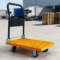 Chariot à outils pliable à quatre roues avec poignée, plateforme en plastique, capacité 300 kg, pour stockage industriel, entrepôt, OEM