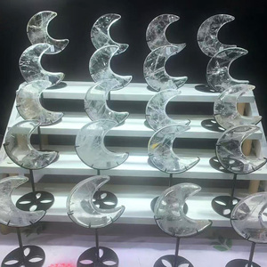 Vendita calda naturale chiaro quarzo luna Stand intagliato a mano Fluorite ametista luna intaglio per fai da te cristallo artigianato regali - Product Image 1