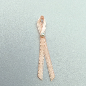 Petit nœud de ruban gros-grain couleur peau 100% polyester personnalisé boucle élastique préfabriquée pour bouteille de parfum et accessoires de sous-vêtements - Product Image 1