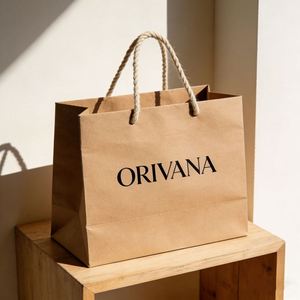 Petits sacs en papier kraft avec poignées pour cadeaux d'entreprise, bonbons, biscuits, emballages de boulangerie, logo imprimé personnalisé - Product Image 2