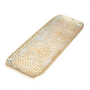 Plateaux décoratifs en métal avec motif abeille en relief, présentoir de vaisselle vintage, plateau pour fruits, desserts, collations, plateau de service - Product Image 1